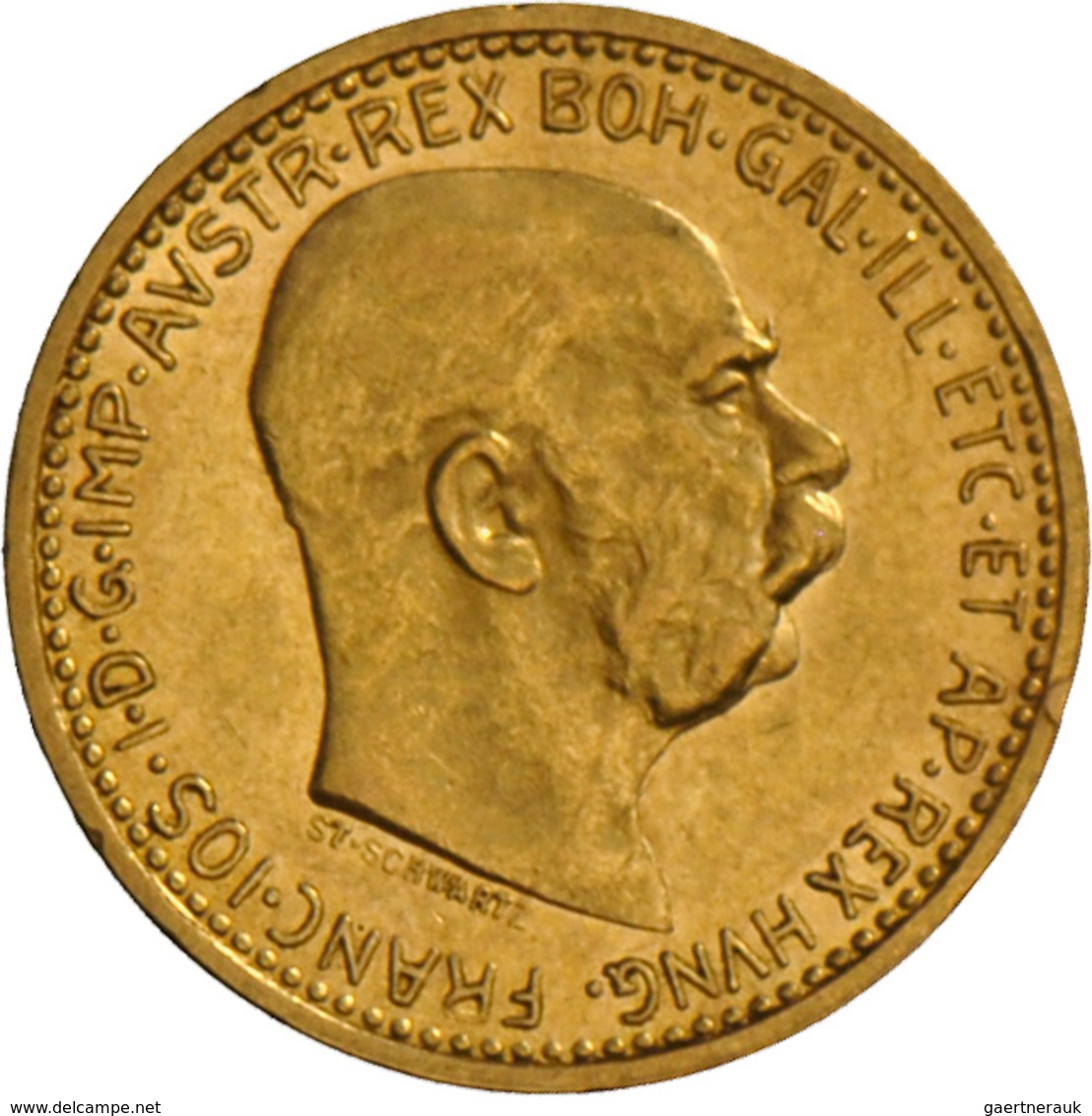 Österreich - Anlagegold: Franz Joseph I. 1848-1916: Lot 5 Goldmünzen: 4 x 10 Kronen (a 3,37 g 900/10
