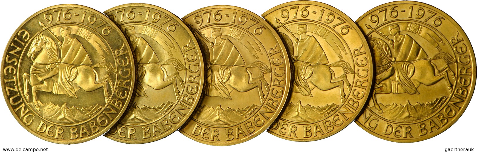 Österreich - Anlagegold: Lot 5 Stück: 1000 Schilling 1976, Babenberger, KM# 2933, Friedberg 909. Gew - Autriche