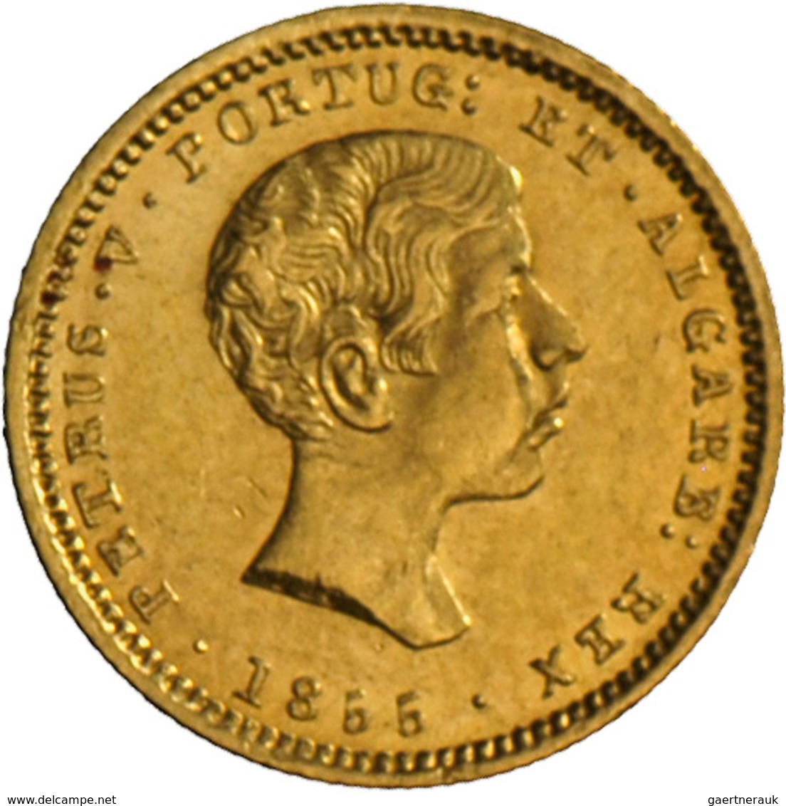 Portugal: Peter V. 1853-1861 (Pedro/Pierre): 1000 Reis 1855, KM# 495, Friedberg 149. 1,76 G, 917/100 - Portugal