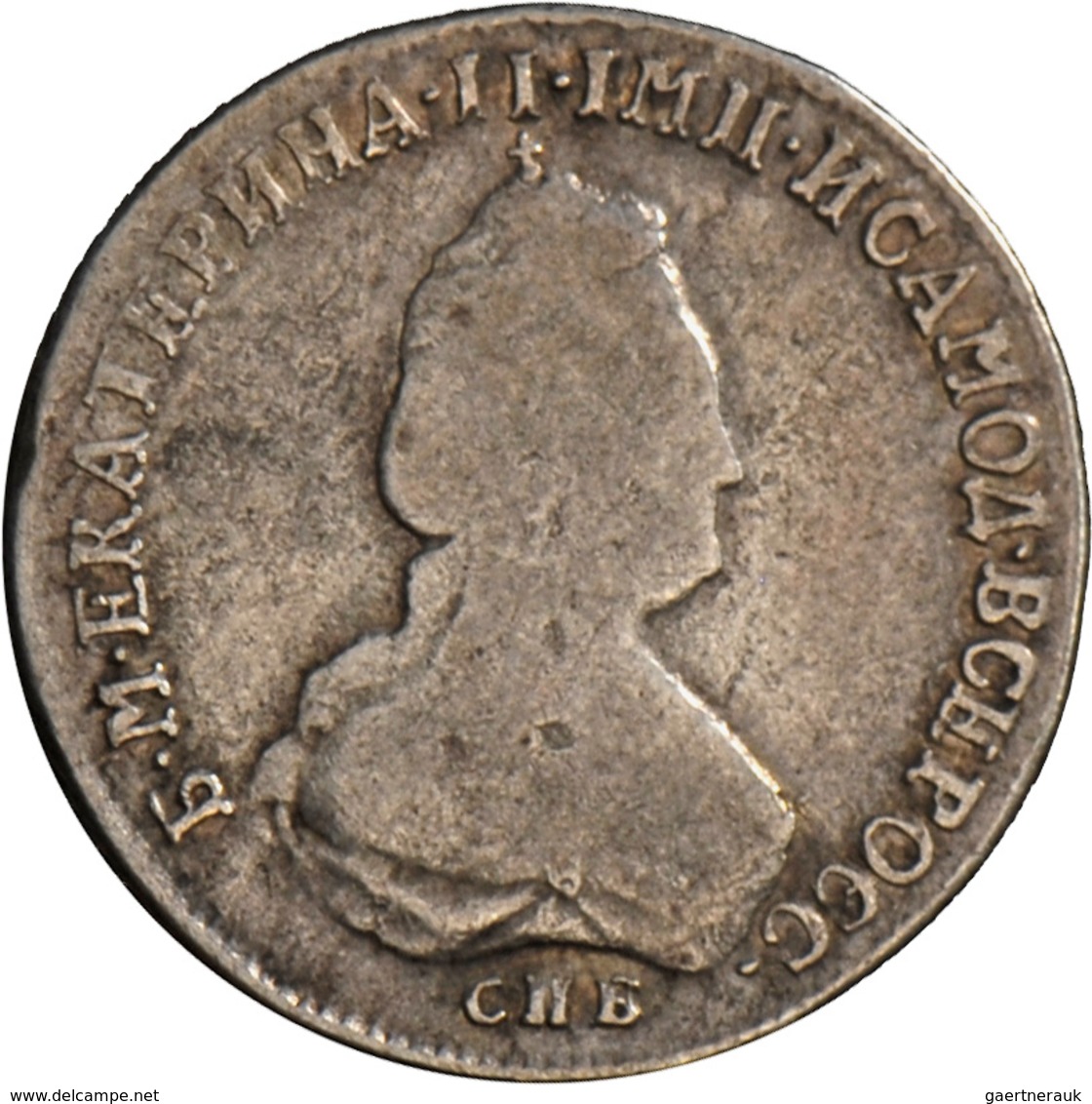 Russland: Katharina II. 1762-1796: 1/4 Rubel (Polupoltinnik) 1796 St. Petersburg (SPB-IS) Todesjahr, - Russia