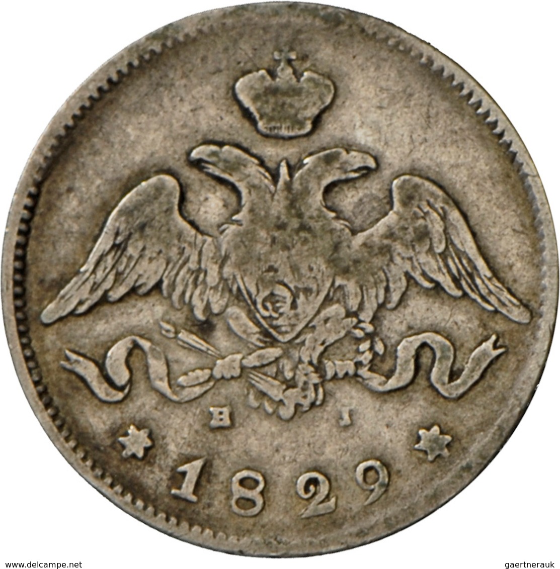 Russland: Nikolaus I. 1825-1855: 25 Kopeken 1829 St. Petersburg (SPB-NG / Nikolai Grachev). 4,96 G, - Rusland