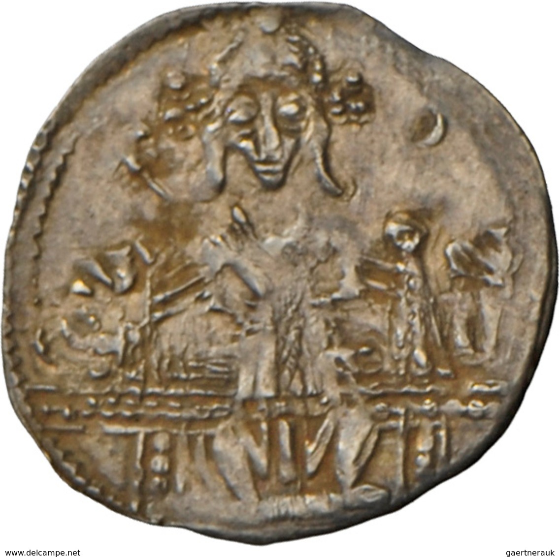 Serbien: Stefan Uros IV. Dusan 1331-1355: AR ½ Dinar O.J., Zar Auf Thron, Rechts Oben Mondsichel / C - Serbia