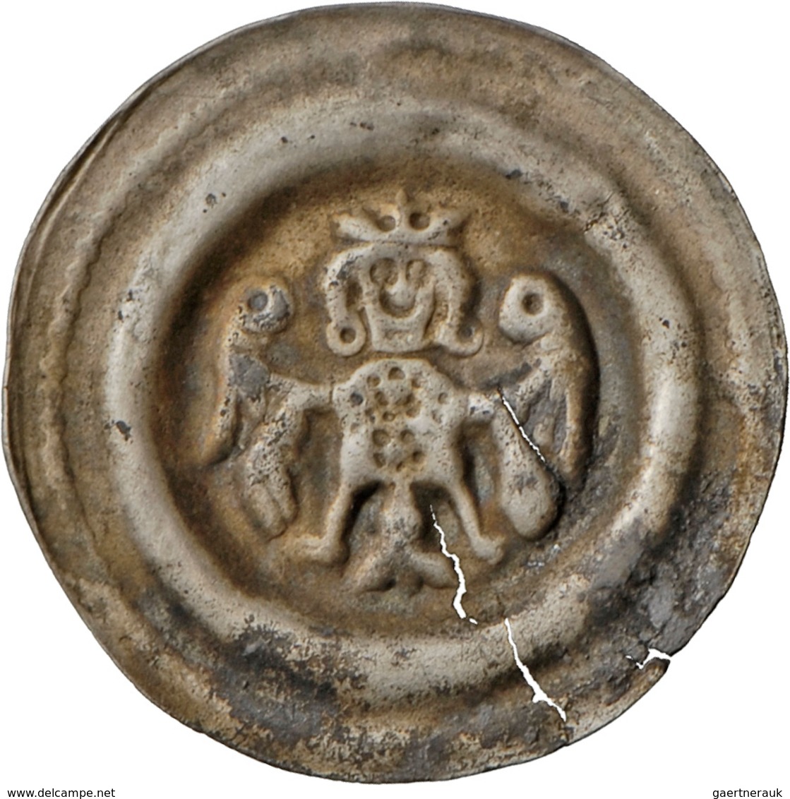 Tschechien: Böhmen, Mähren Und Erzgebirge, Wenzel II. 1278-1305: Brakteat O. J., Prag, Cach 874, Slg - Tchéquie
