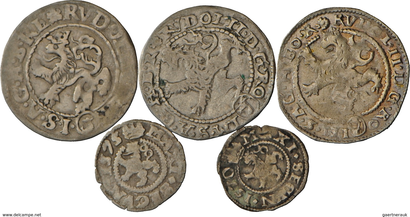 Tschechien: Böhmen, Maximilian II. 1564-1576: 2 X Weißpfennig 1575, 1570; Rudolf II. 1576-1612: 3 X - Tchéquie