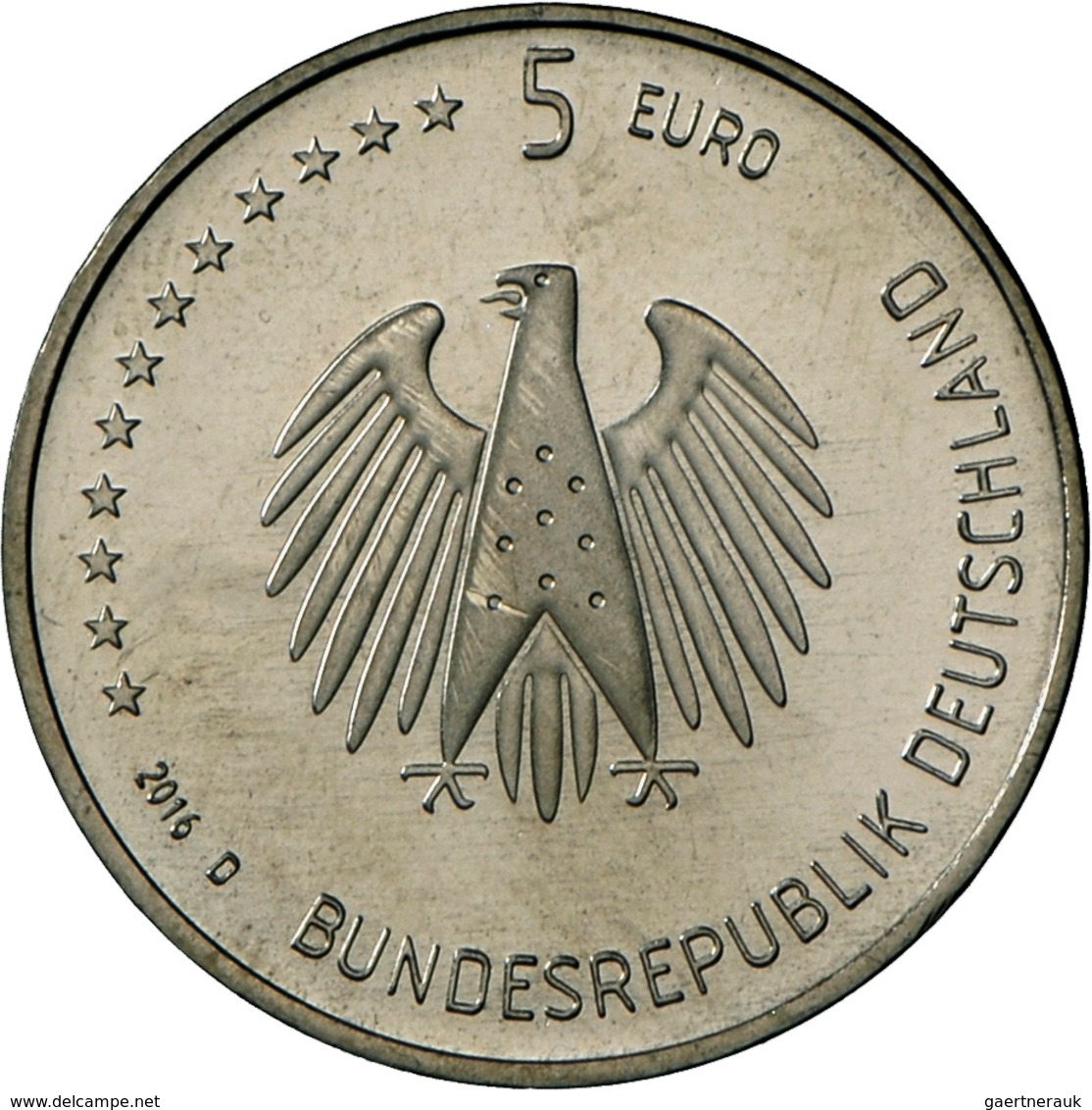 Deutschland: ERROR COIN: 5 Euro 2016 Planet Erde, Prägestätte D - München, Fehlprägung OHNE Polymerr - Germania