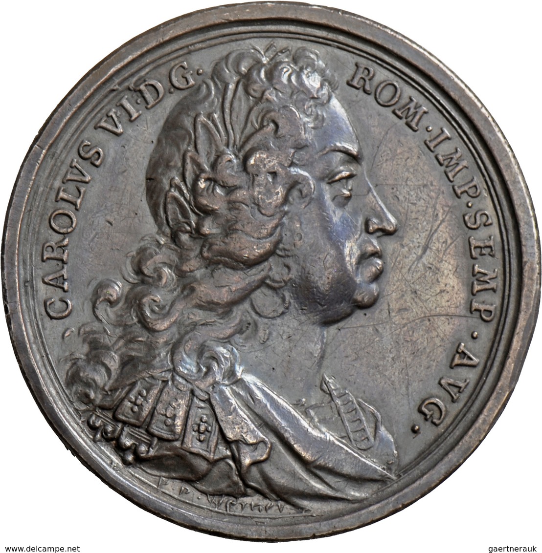 Haus Habsburg: Karl VI. 1711-1740: Silbermedaille 1734 Von P. Werner Auf Den Übergang über Die Sechi - Sonstige – Europa