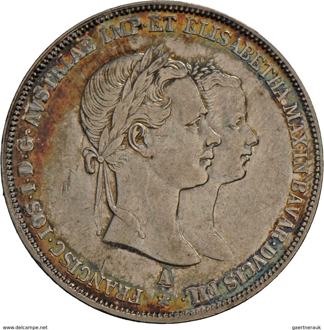 Haus Habsburg: Franz Joseph I. 1848-1916: Taler (2 Gulden) 1854 A, Hochzeit Mit Elisabeth Von Bayern - Altri – Europa