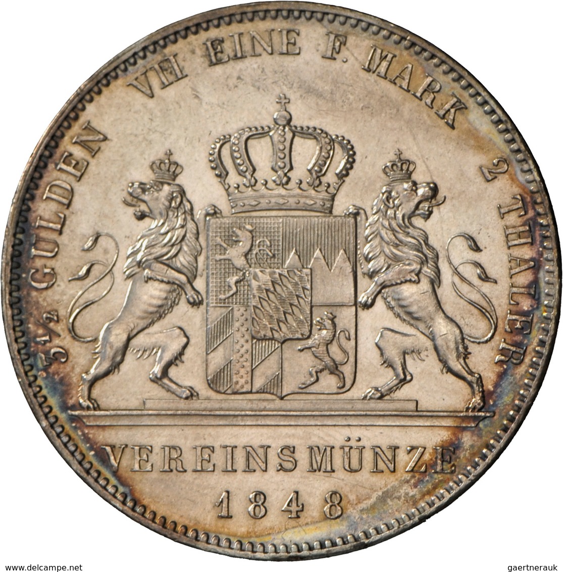 Bayern: Ludwig I. 1825-1848: Vereinsmünze 1848 - 3 1/2 Gulden, VII Eine Feine Mark, 2 Taler. 37,08 G - Otros & Sin Clasificación