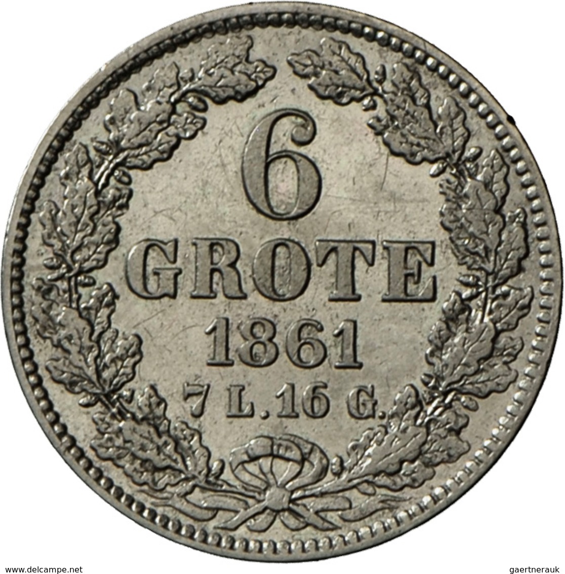 Bremen: Lot 2 Münzen: 6 Grote 1861, AKS 7 Vorzüglich, Dazu 1/2 Grote 1789 Jungk 1104, Vorzüglich. - Autres & Non Classés