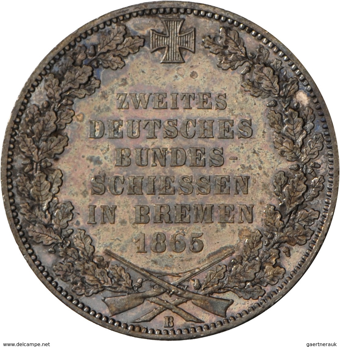 Bremen: Gedenktaler 1865 B, Auf Das Zweite Deutsche Bundesschießen, AKS 16, Jaeger 27, Patina, Vorzü - Autres & Non Classés