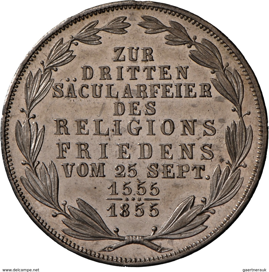 Frankfurt Am Main: Frankfurt A.M., Freie Stadt 1815-1866: Doppelgulden 1855, Religionsfrieden, AKS 4 - Altri & Non Classificati