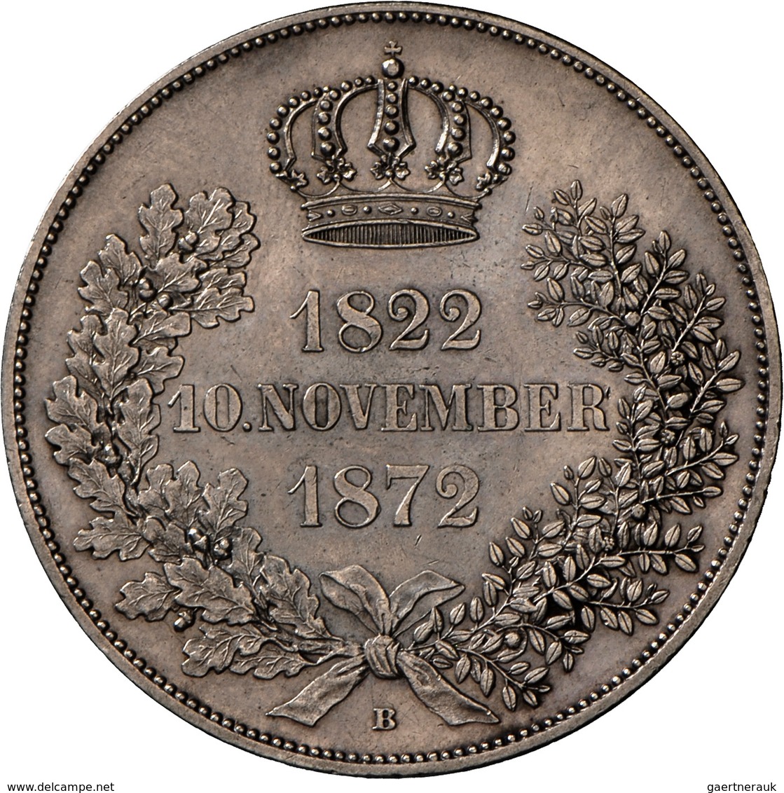 Sachsen: Johann 1854-1873: Doppeltaler 1872 B, Auf Die Goldene Hochzeit, AKS 160, Jaeger 133, Kl. Kr - Autres & Non Classés
