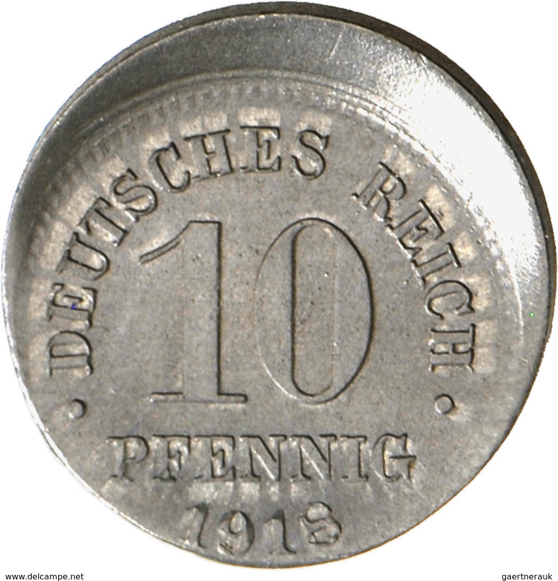 Umlaufmünzen 1 Pf. - 1 Mark: Lot 2 Münzen: 10 Pfennig 1918 - Fehlprägung Dezentriert Ca. 20%; 10 Pfe - Taler Et Doppeltaler