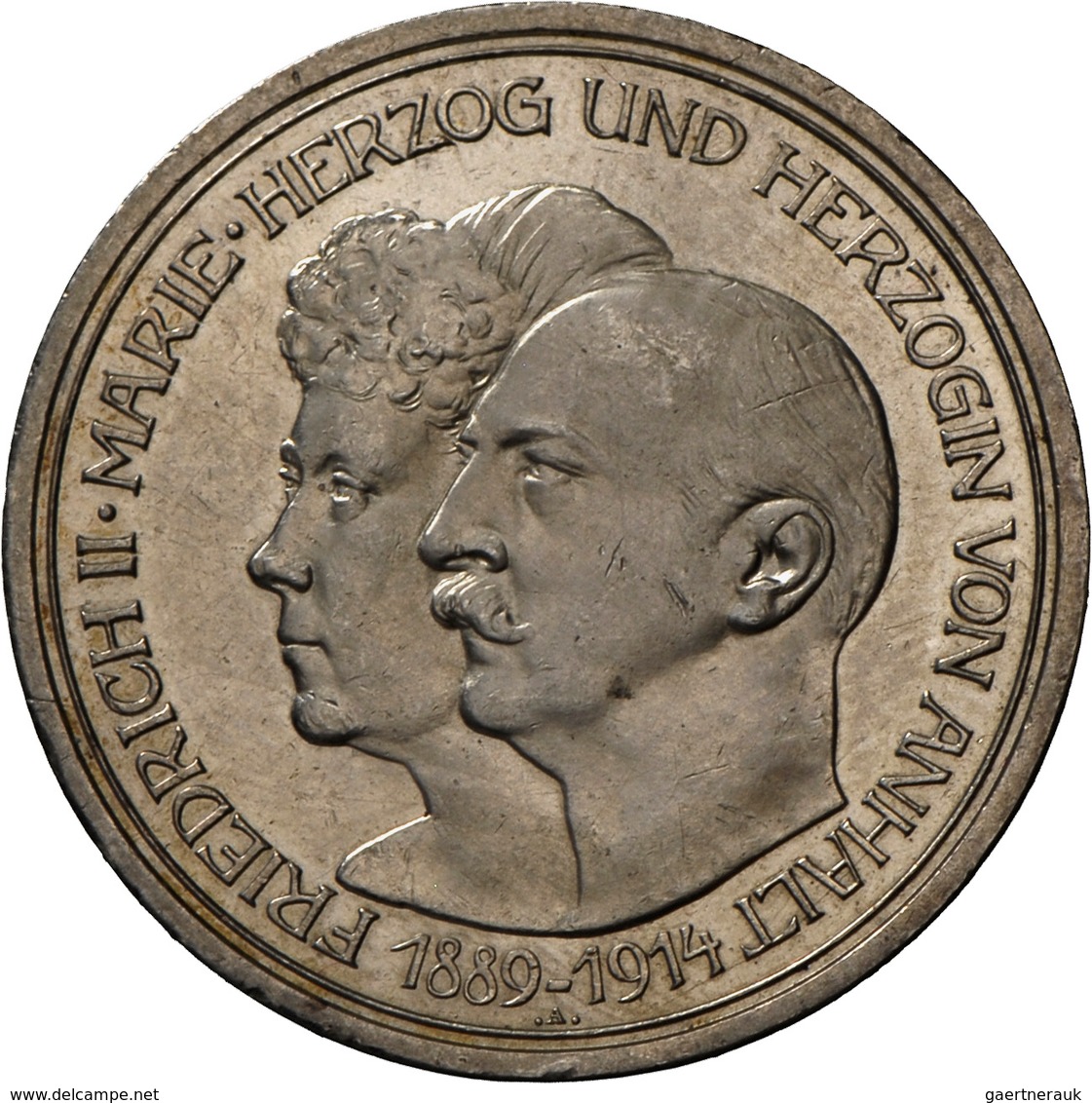 Anhalt: Friedrich II. 1904-1918: 5 Mark 1914, Mit Ehefrau Marie Von Baden. Jaeger 25, Kleine Kratzer - Taler Et Doppeltaler