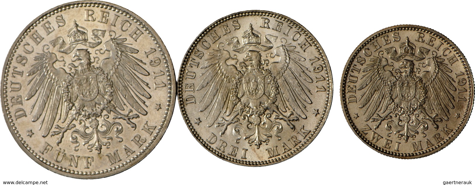 Bayern: Luitpold 1886-1912: Lot 3 Münzen: 2 Mark , 3 Mark Und 5 Mark 1911 D Zum 90. Geburtstag Und 2 - Taler Et Doppeltaler