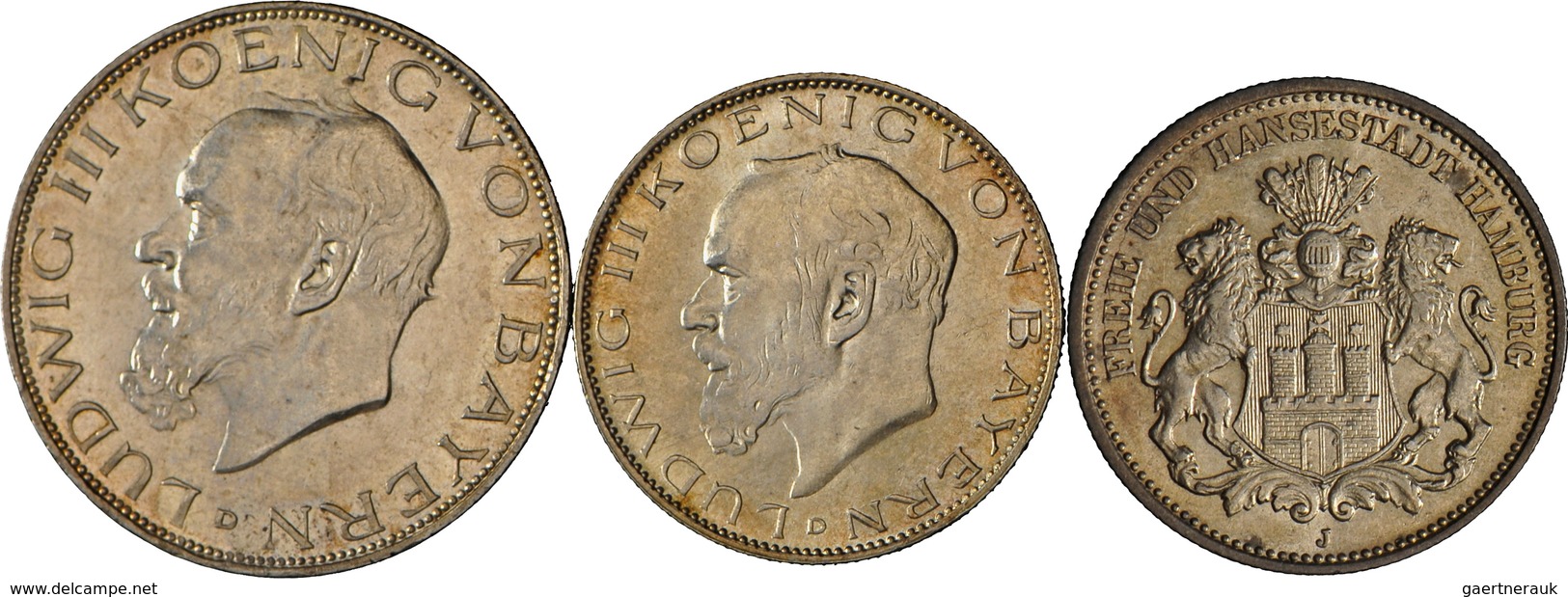 Bayern: Ludwig III. 1913-1918: Lot 2 Münzen: 3 Mark Und 5 Mark 1914 D, Jaeger 52/53 , Vorzüglich - S - Taler Et Doppeltaler