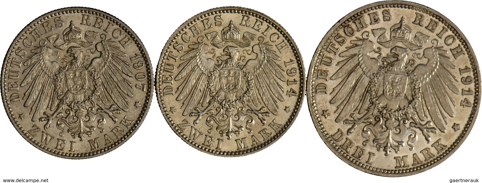 Bayern: Ludwig III. 1913-1918: Lot 2 Münzen: 3 Mark Und 5 Mark 1914 D, Jaeger 52/53 , Vorzüglich - S - Taler Et Doppeltaler