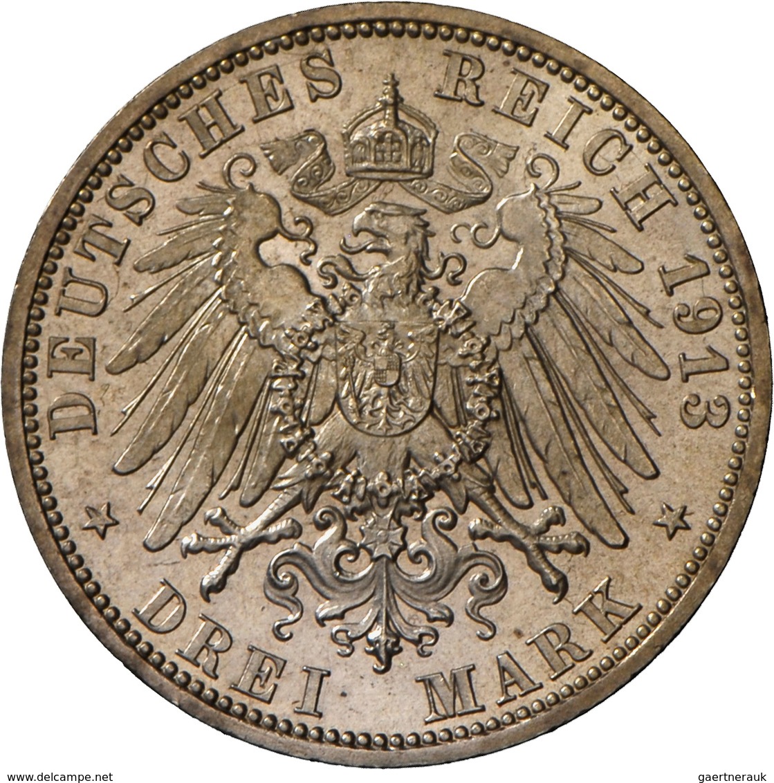 Lippe: Leopold IV. 1905-1918: 3 Mark 1913 A, Nur 15.000 Ex., Jaeger 79, überdurchschnittlich Erhalte - Taler & Doppeltaler