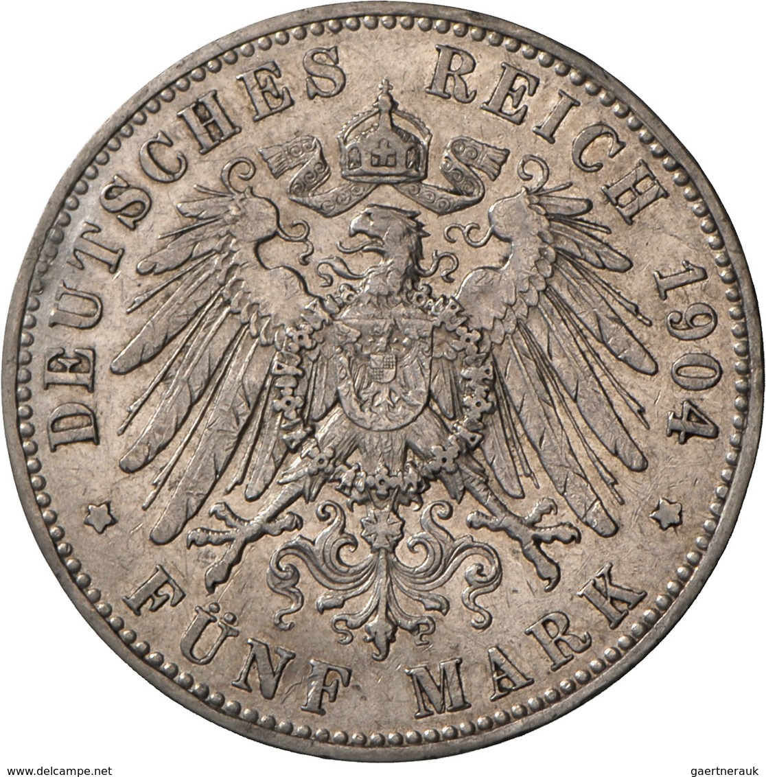 Lübeck: Freie Und Hansestadt, 5 Mark 1904 A, Auflage Nur 10.000 Ex., Jaeger 83, Sehr Schön. - Taler Et Doppeltaler