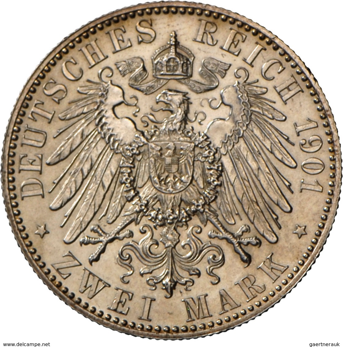 Reuß älterer Linie: Heinrich XXII. 1859-1902: 2 Mark 1901, Jaeger 118, Prachtexemplar Mit Hübscher P - Otros & Sin Clasificación