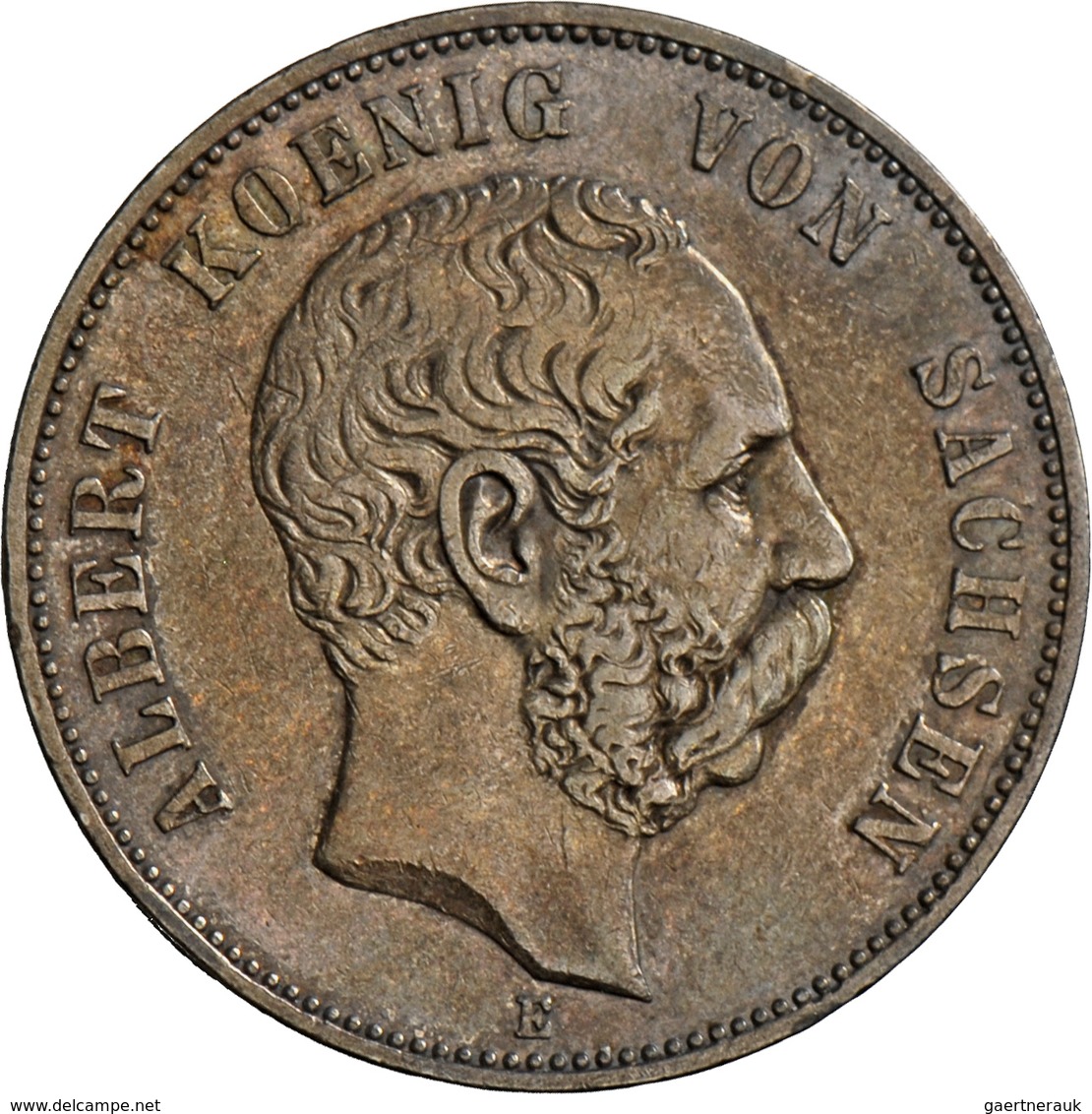 Sachsen: Albert 1873-1902: 5 Mark 1901 E, Jaeger 125, Patina, Sehr Schön. - Taler Et Doppeltaler