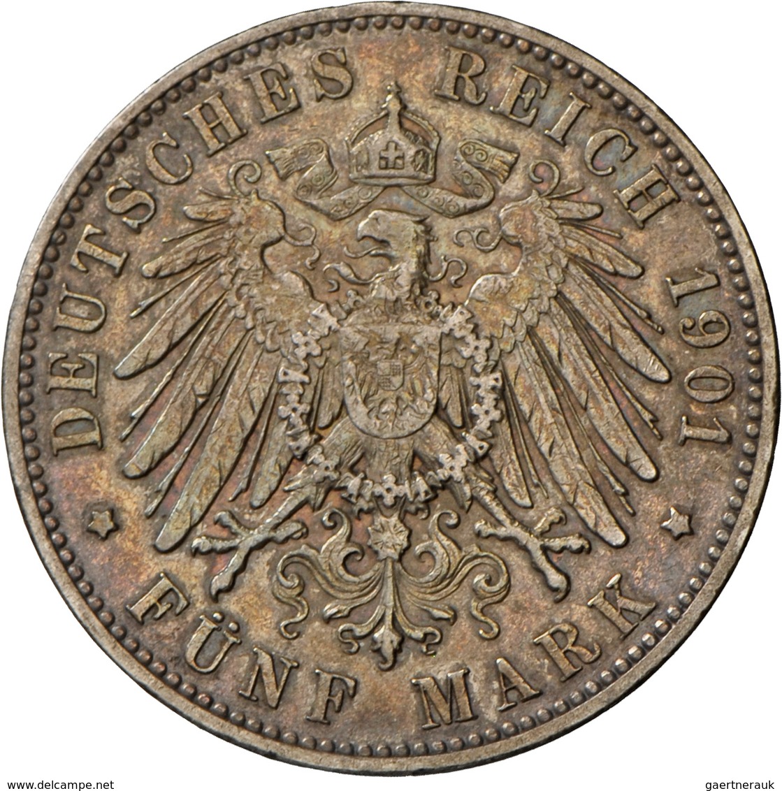 Sachsen: Albert 1873-1902: 5 Mark 1901 E, Jaeger 125, Patina, Sehr Schön. - Taler Et Doppeltaler