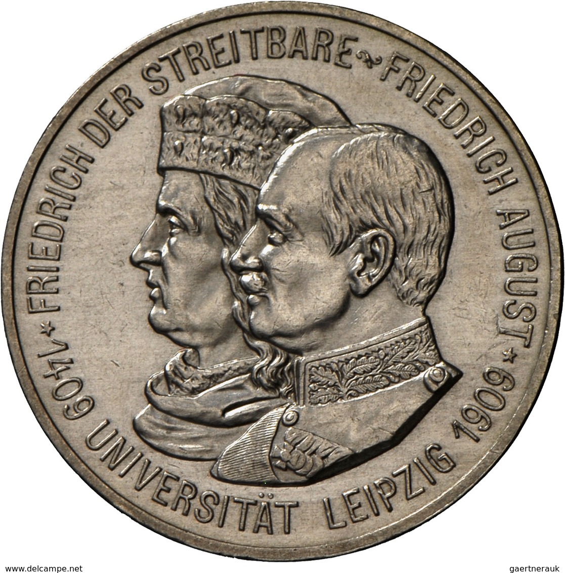Sachsen: Friedrich August III. 1904-1918: 5 Mark 1909 Universität Leipzig, Jaeger 139, Feine Kratzer - Taler Et Doppeltaler