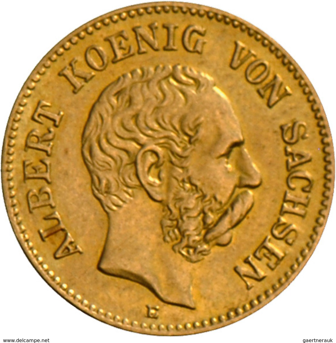 Sachsen: Albert 1873-1902: 5 Mark 1877 E, Jaeger 260, 1,99 G, 900/1000 Gold. Kratzer Bei Jahreszahl, - Taler Et Doppeltaler