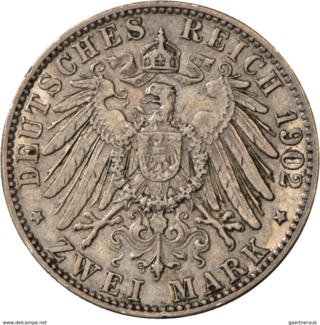 Sachsen-Meiningen: Georg II. 1866-1914: 2 Mark 1902 D, Bart Berührt Perlkreis Nicht, Jaeger 151b, Se - Taler Et Doppeltaler