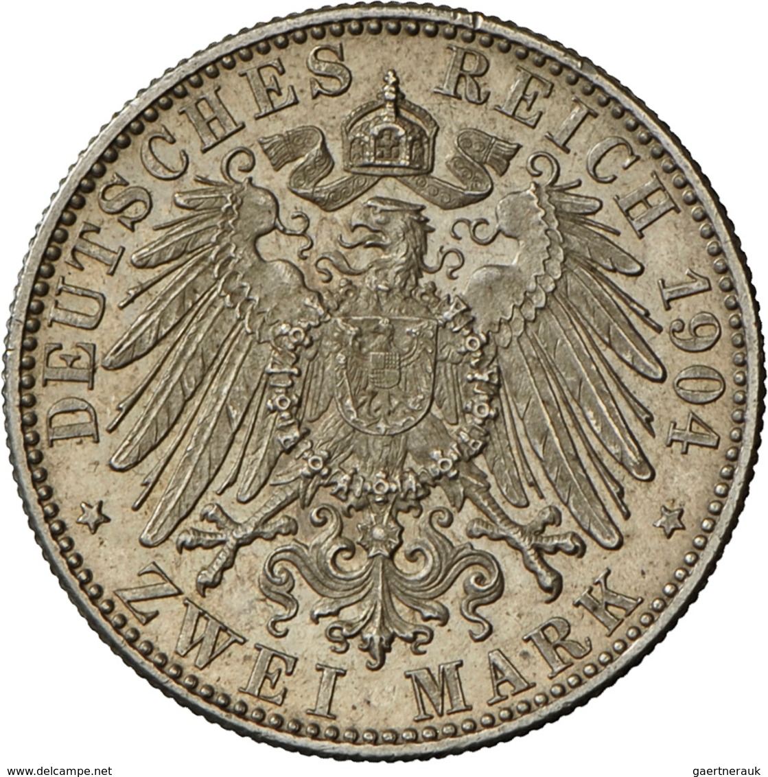 Württemberg: Wilhelm II. 1891-1918: 2 Mark 1904 F, Jaeger 174, Vorzüglich-Stempelglanz. - Taler Et Doppeltaler