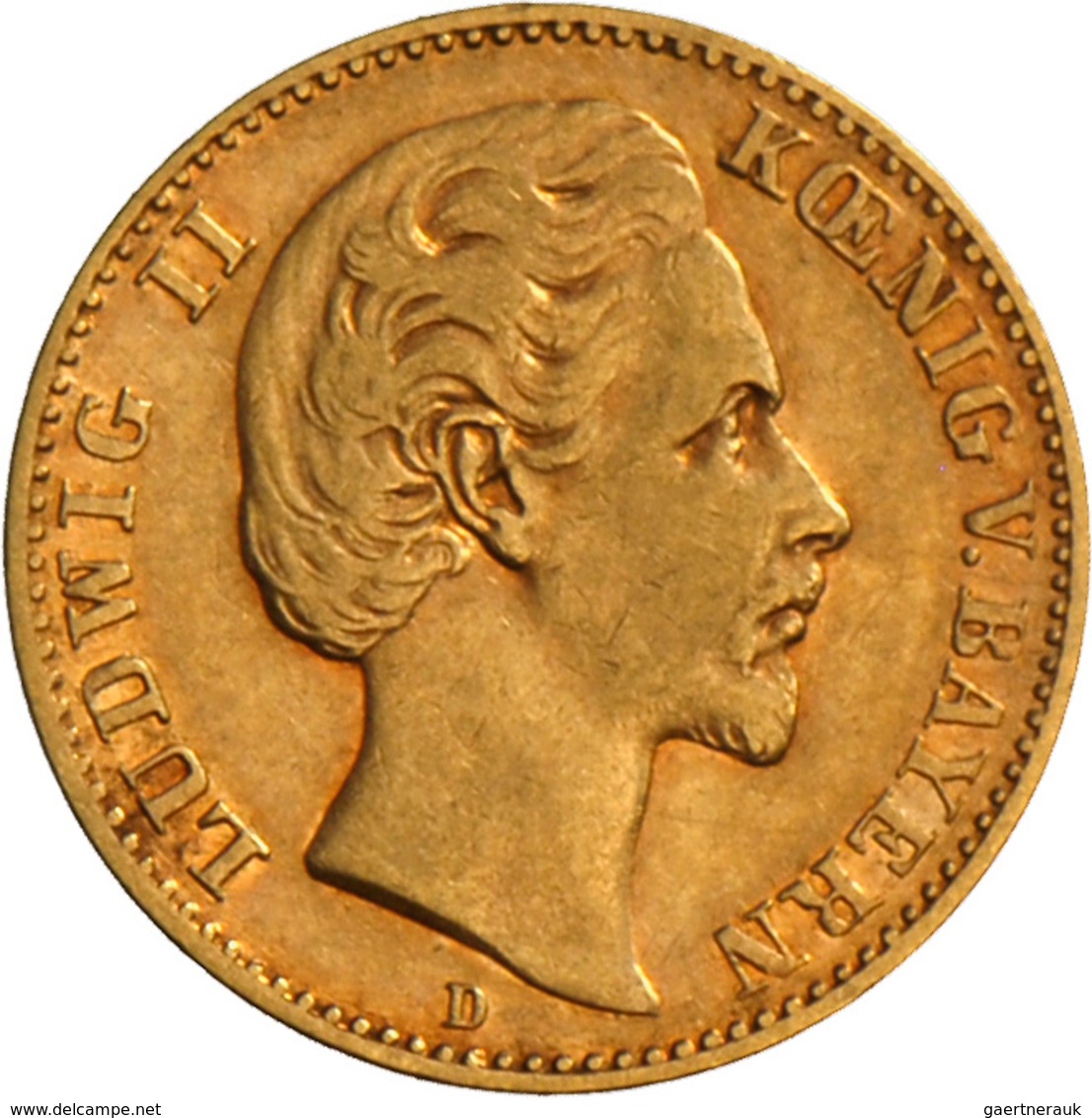 Bayern: Ludwig II. 1864-1886: 10 Mark 1880 D, Jaeger 196, 3,93 G, 900/1000 Gold, Sehr Schön. - Gouden Munten