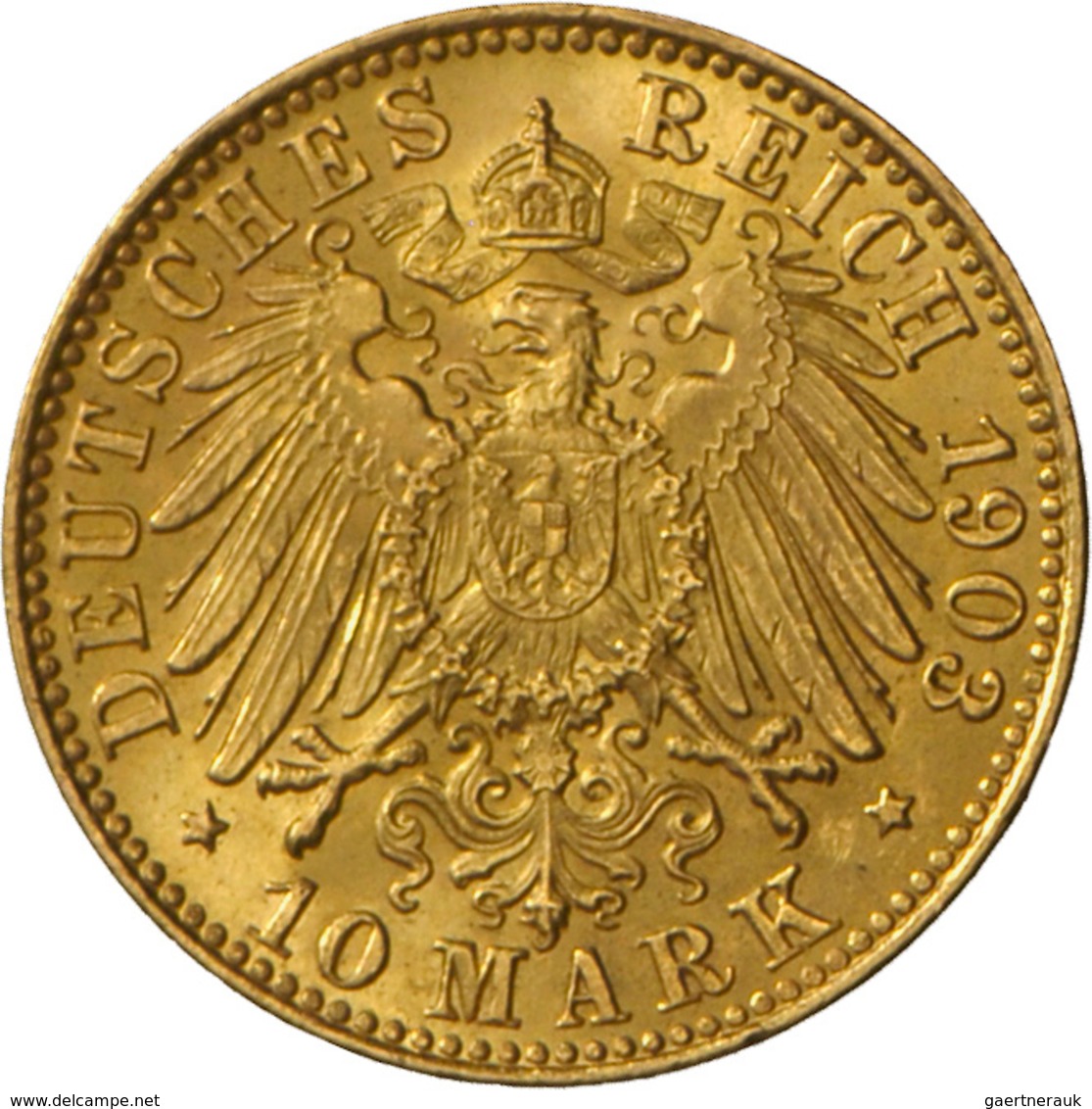 Hamburg: Freie Und Hansestadt: 10 Mark 1903 J, Jaeger 211, 3,98 G 900/1000 Gold, Vorzüglich - Stempe - Monete D'oro