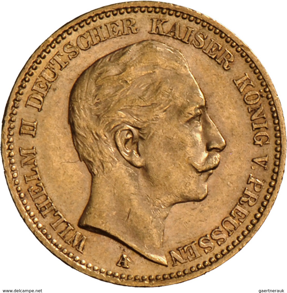 Preußen: Wilhelm II. 1888-1918: 20 Mark 1906 A, 7,96 G, 900/1000 Gold. Jaeger 252, Randfehler, Sehr - Pièces De Monnaie D'or