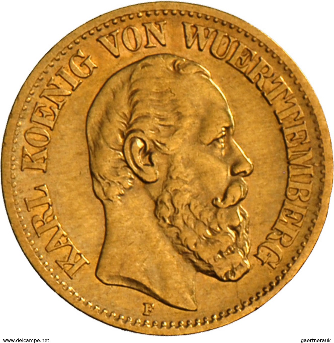 Württemberg: Karl, 1864-1891: 10 Mark 1876 F, Jaeger 292, 3,93 G 900/1000 Gold. Sehr Schön. - Monedas En Oro