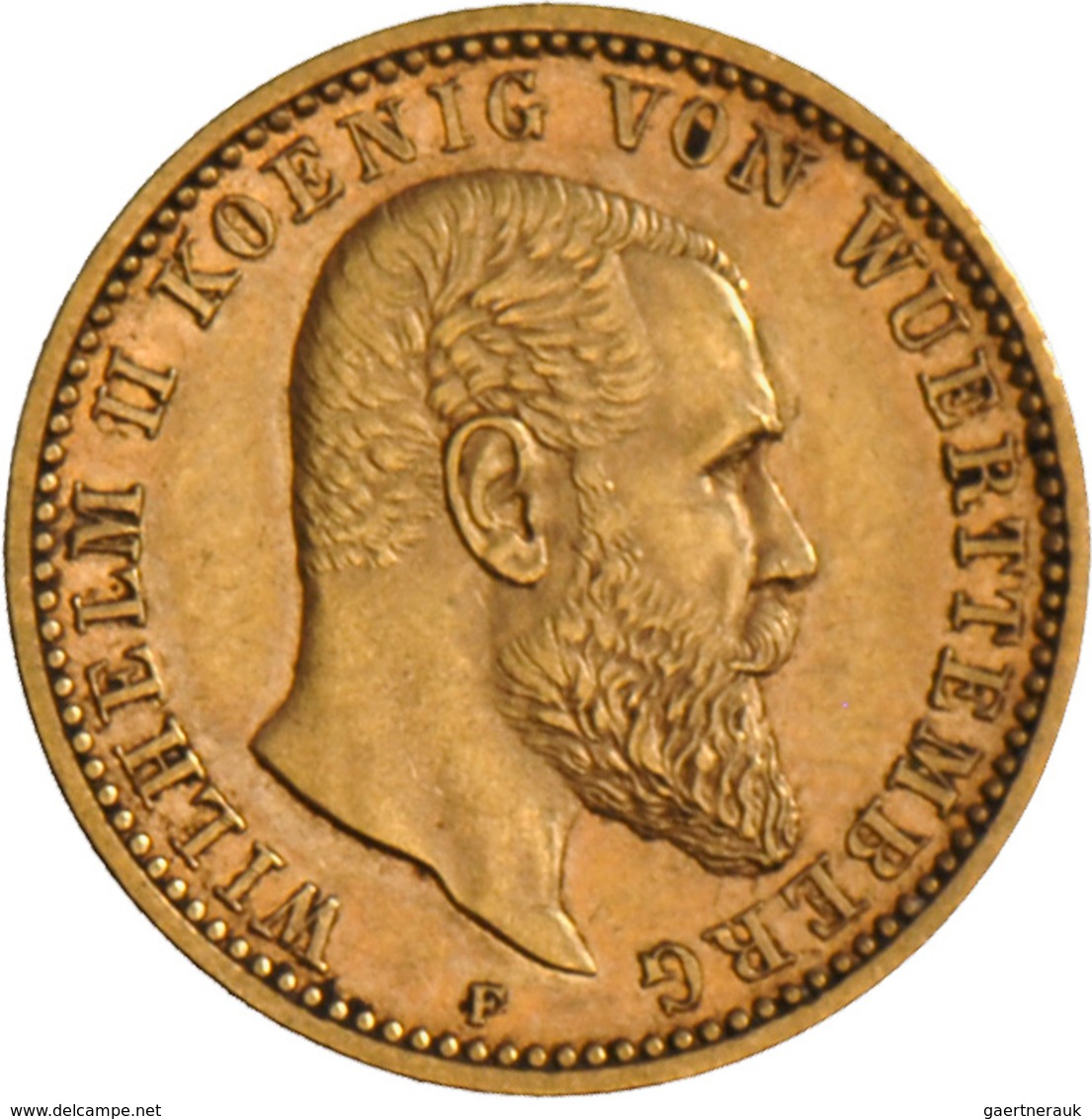 Württemberg: Wilhelm II. 1891-1918: 10 Mark 1901 F. 3,96 G, 900/1000 Gold, Jaeger 295, Vorzüglich. - Gouden Munten