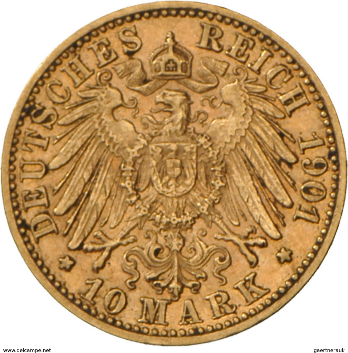 Württemberg: Wilhelm II. 1891-1918: 10 Mark 1901 F. 3,96 G, 900/1000 Gold, Jaeger 295, Vorzüglich. - Monedas En Oro