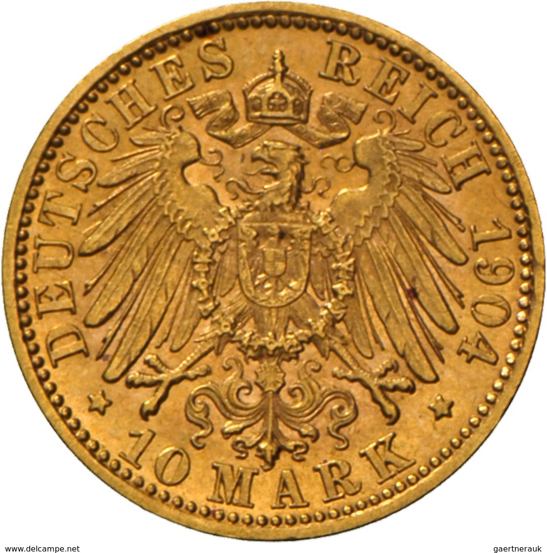 Württemberg: Wilhelm II. 1891-1918: 10 Mark 1904 F. Jaeger 295, 3,97 G, 900/1000 Gold, Vorzüglich. - Monete D'oro