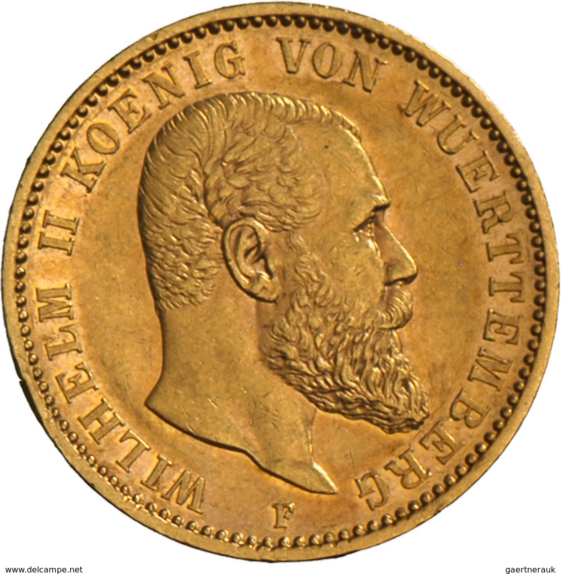 Württemberg: Wilhelm II. 1891-1918: 20 Mark 1894 F, Jaeger 296, 7,94 G, 900/1000 Gold, Vorzüglich. - Pièces De Monnaie D'or