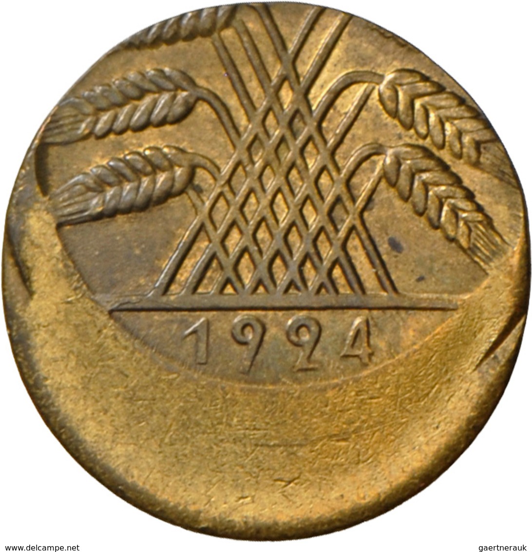 Weimarer Republik: ERROR Coin / Fehlprägung 10 Rentenpfennig 1924 Dezentriert Fast 30%, Vorzüglich. - Altri & Non Classificati