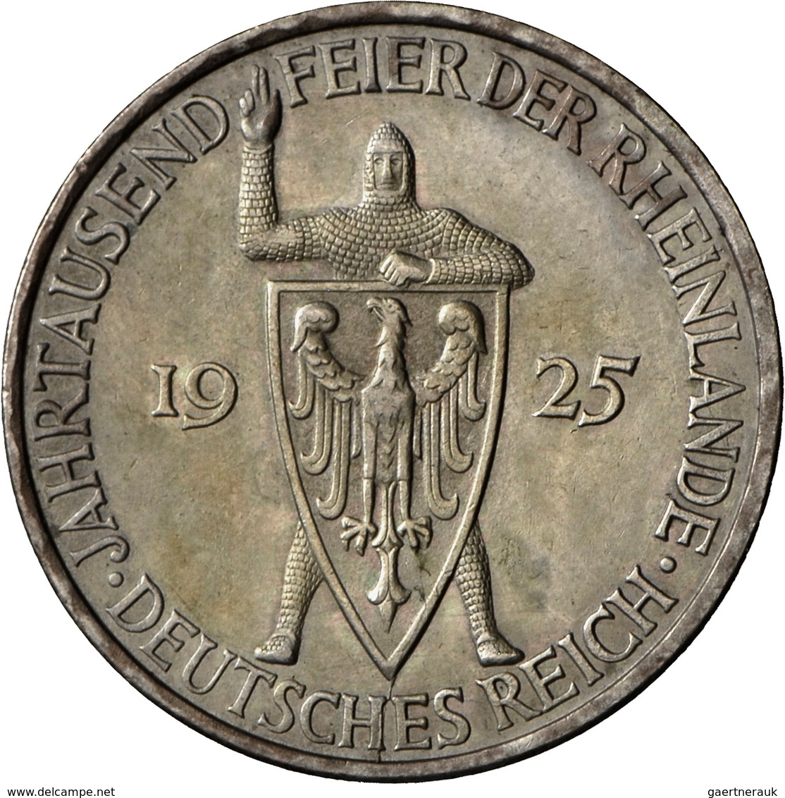 Weimarer Republik: 5 Reichsmark 1925 E, Rheinlande, Jaeger 322, Fast Stempelglanz. - Altri & Non Classificati