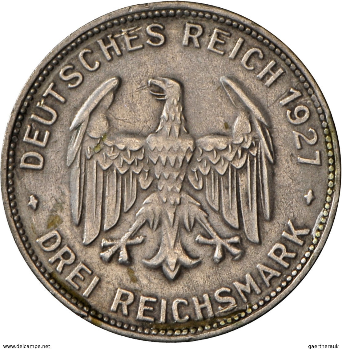 Weimarer Republik: 3 Reichsmark 1927 F, Universität Tübingen, Jaeger 328, Kratzer, Randfehler, Sehr - Autres & Non Classés