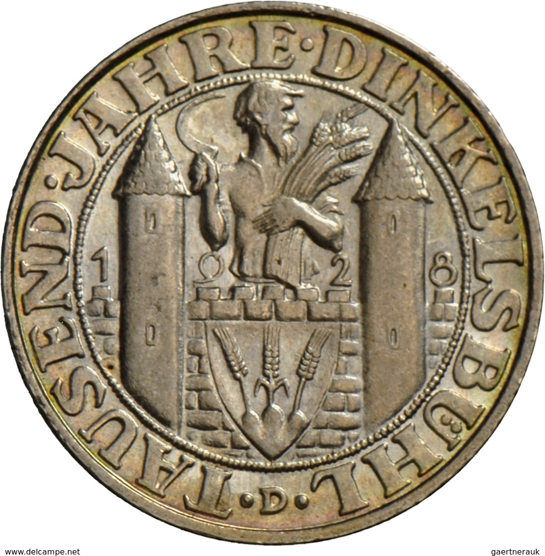 Weimarer Republik: 3 Reichsmark 1928 D, Dinkelsbühl, Jaeger 334, Schöner Patinaansatz, Vorzüglich. - Otros & Sin Clasificación