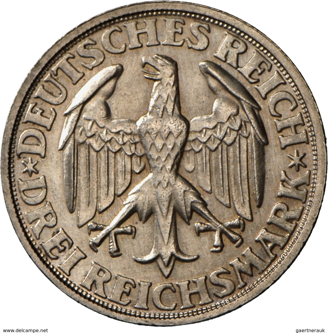 Weimarer Republik: 3 Reichsmark 1928 D, Dinkelsbühl, Jaeger 334, Vorzüglich. - Other & Unclassified