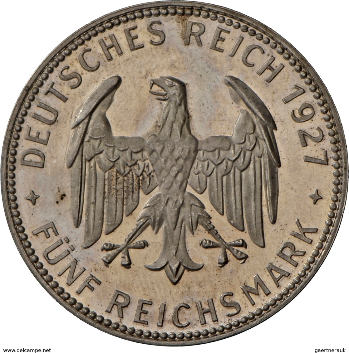 Weimarer Republik: 5 Reichsmark 1927 F, Universität Tübingen, Jaeger 329, Haarlinien, Minimaler Rand - Altri & Non Classificati