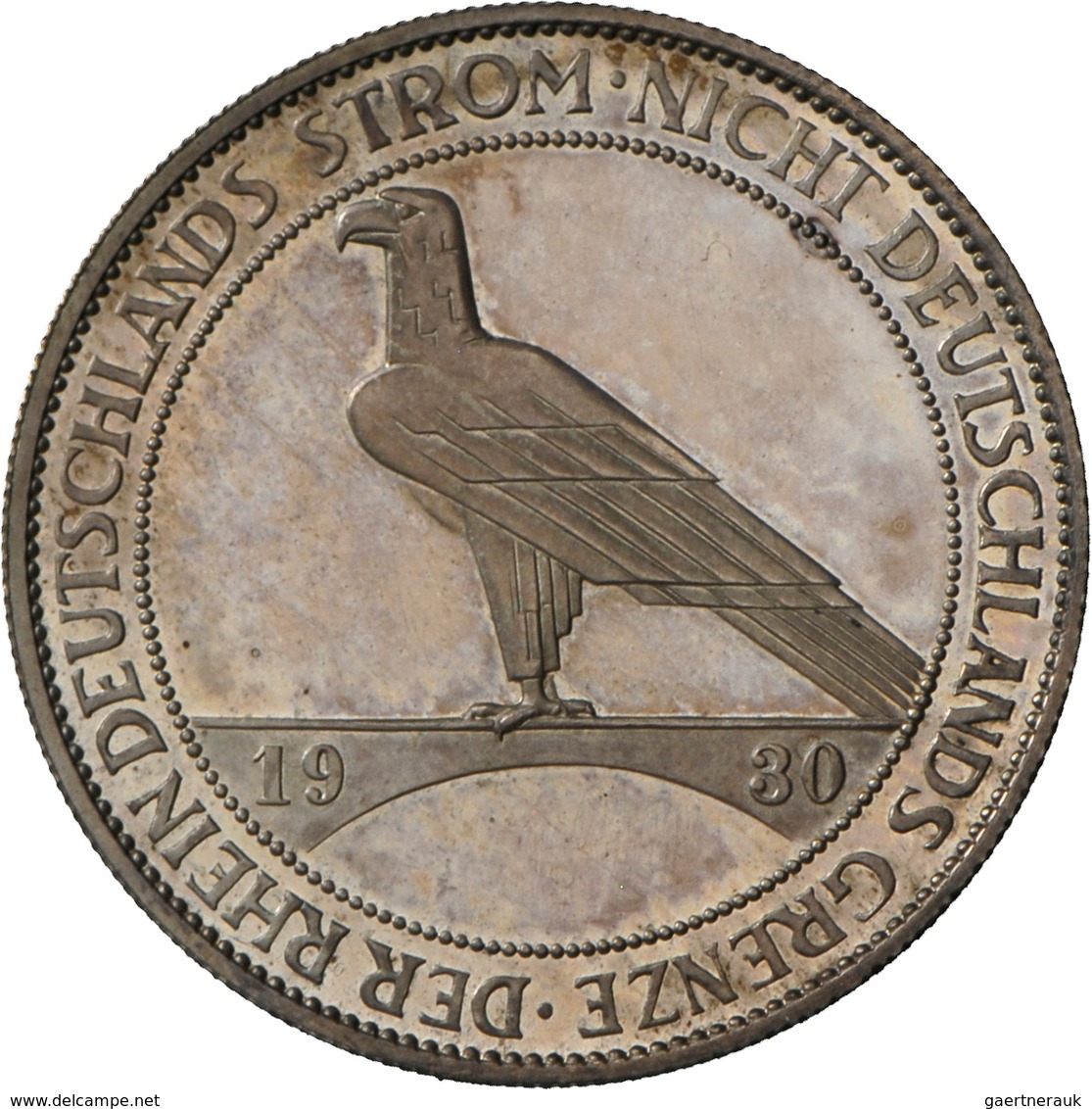 Weimarer Republik: 5 Reichsmark 1930 A, Rheinlandräumung, Jaeger 346, Ex Künker Auktion 15.03.1989, - Other & Unclassified