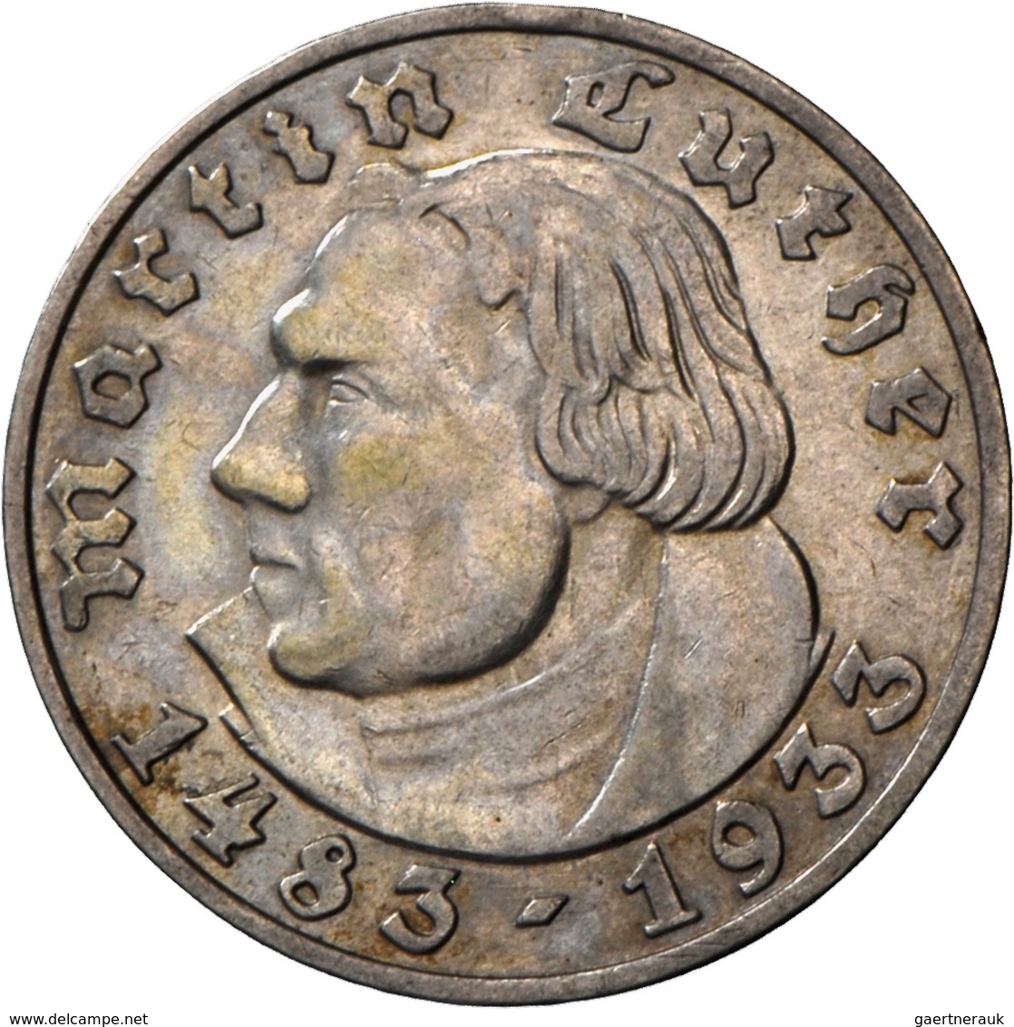 Drittes Reich: Lot 2 Münzen: 2 Reichsmark 1933 A, Luther, Jaeger 352, Sehr Schön + 5 Reichsmark 1933 - Andere & Zonder Classificatie
