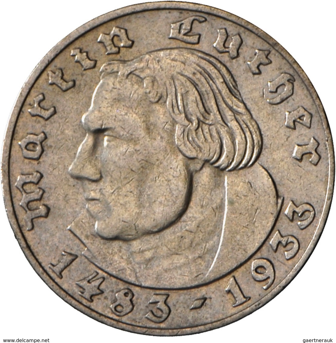 Drittes Reich: Lot 2 Münzen: 2 Reichsmark 1933 A, Luther, Jaeger 352, Sehr Schön + 5 Reichsmark 1933 - Otros & Sin Clasificación