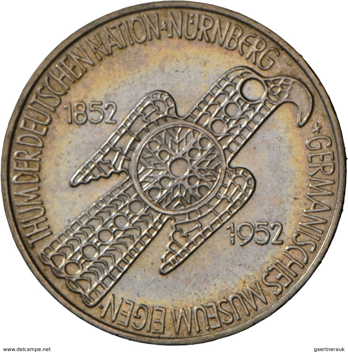 Bundesrepublik Deutschland 1948-2001: 5 DM 1952 D, Germanisches Museum, Jaeger 388, Feine Kratzer, S - Autres & Non Classés