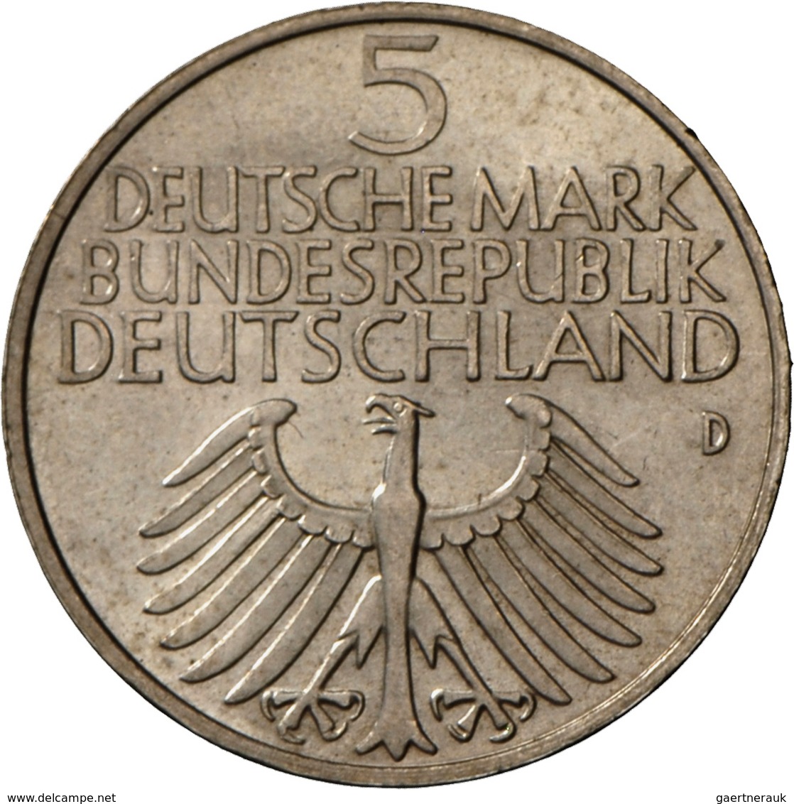 Bundesrepublik Deutschland 1948-2001: 5 DM 1952 D, Germanisches Museum, Jaeger 388, Feinstes Vorzügl - Autres & Non Classés