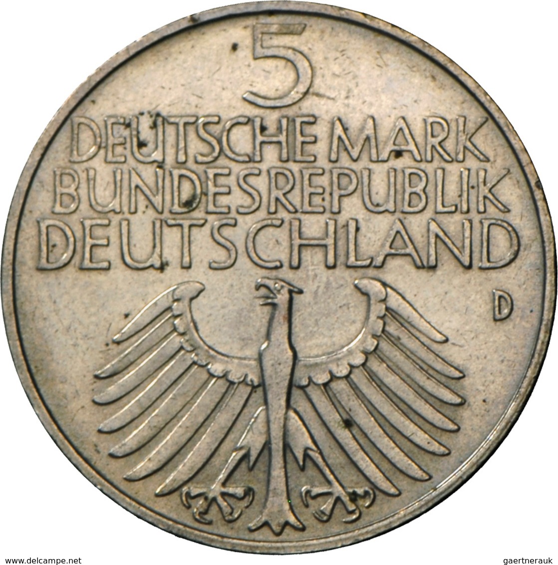 Bundesrepublik Deutschland 1948-2001: 5 DM 1952 D, Germanisches Museum, Jaeger 388, Kratzer, Sehr Sc - Altri & Non Classificati